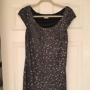 Elegant gunmetal beaded cocktail dress.FINAL PRICE
